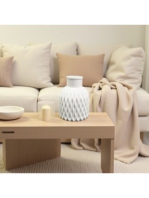 Minimalist Dalga Desenli Seramik Mini Vazo | Modern Dekor Parçası