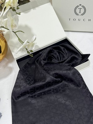 Vavscarfs Coach Ithal Pamuk Jakar Ipek Şal Siyah