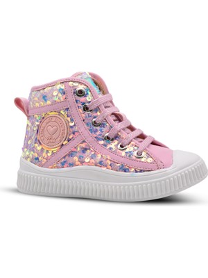 Magic Kız Çocuk Pullu ve Bağcıklı Pembe Renk Sneaker