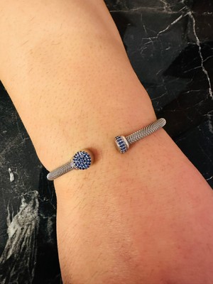 Gümüş Erkek Bileklik,0.60 Karat Safir Bileklik Özel Tasarım,şık Hediye