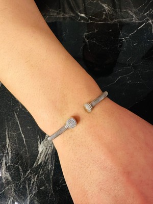 Gümüş Erkek Bileklik,0,55 Karat Beyaz Safir Bileklik Özel Tasarım,şık Hediye