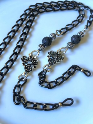 Thinblack Gözlük  Zinciri  Bayan  Siyah Lav Taşı Doğal taşlı Gözlük Askısı