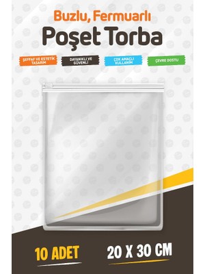Valiz ve Dolap Içi Düzenleyici Buzlu Fermuarlı Poşet Torba 10 Adet 20 cm x 30 CM-T1467