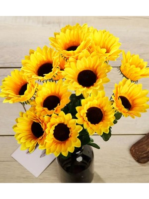 2'li Yapay Ayçiçeği Demeti, Aranjmanlı Büyük Papatya ve Sarmaşık Buket