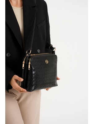 1329 Kadın 4 Bölmeli Suni Deri Ayarlanabilir Çapraz Askılı  Postacı Omuz Çantası