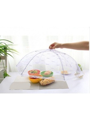 Beyaz Gıda Koruyucu Şemsiye, Yiyecek Sinekleri ve Tozdan Koruyan Tül