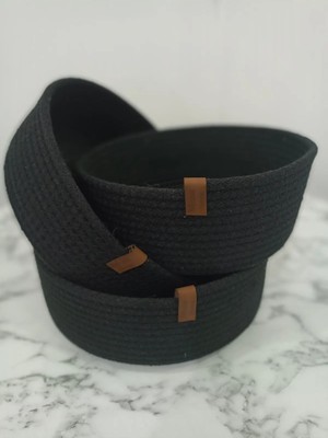 El Yapımı 3'lü Hasır Sepet Seti, Çok Amaçlı Banyo ve Dekor Organizeri Siyah