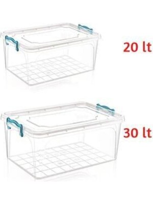 Çok Amaçlı Kapaklı Saklama Kabı Seti 20LT ve 30LT Beyaz