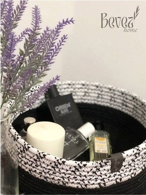 El Dokuma Çok Amaçlı Siyah Hasır Sepet 30X10