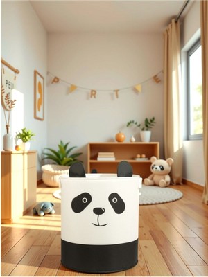 Bebek ve Çocuk Odası Için Panda Tasarımlı Fileli Saklama Kutusu 37X40