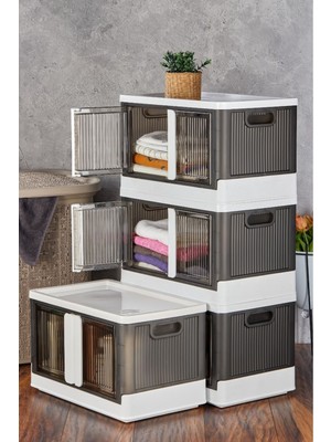 Gri Çok Amaçlı Kapaklı Portatif Istiflenebilir Organizer Dolap Seti