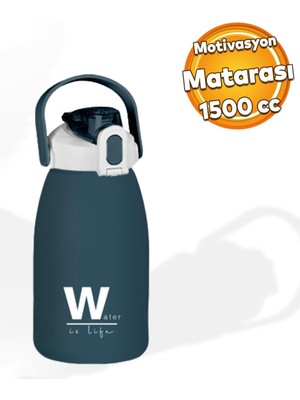royalgross 1500 ml Mavi Su Matarası Bpa İçermez Taşıma Askılı Kilitli Kapaklı Spor Kullanıma Uygun