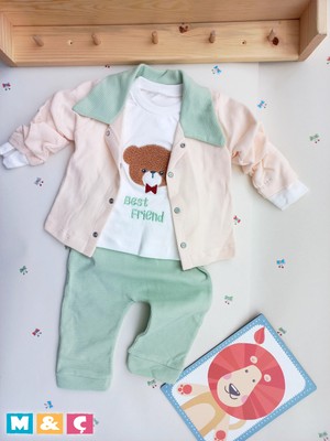 M.Ç Family Store Erkek Bebek Bayram ve Özel Günler  Için  3lü Ceket Sweatshirt Pantolon Alt Üst Takım