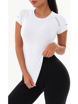 Ghassy Co. Kadın Nefes Alabilir Yüksek Esnek Kısa Kollu, Yoga Fitness ve Koşu Için Motivasyonel Tasarım Tişört