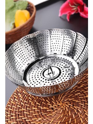 Beyaz Paslanmaz Çelik Sebze Haşlama Sepeti, Pratik ve Şık Mutfak Gereci