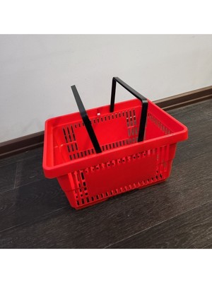 5'li 22 Litre Plastik Market El Sepeti, Kırmızı, Dayanıklı ve Hafif Tasarım