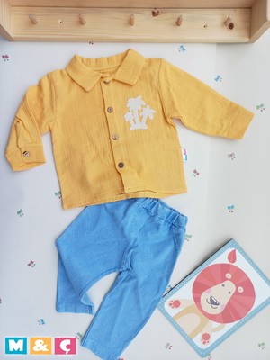 Erkek Bebek  Çocuk Bayram ve Özel Günler  Için  Muslin Gömlel Pantolon 2li Alt Üst Takım