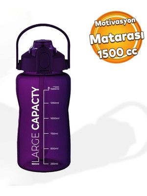 Sağlıklı Polikarbon 1.5 Litre Büyük Kapasiteli Su Matarası Pipetli Suluk Mor