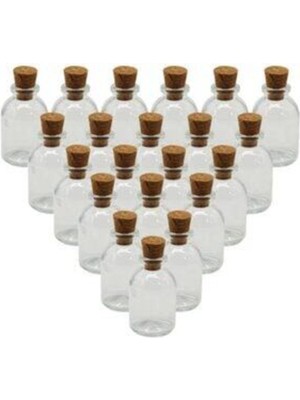 Teknotrust 25CC Mantar Tıpalı Cam Şişe, 20'li Paket, Beyaz Renk, Sağlıklı ve Güvenilir Kullanım
