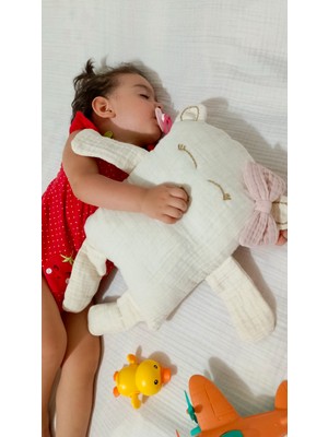 Çocuk Bebek Müslin Uyku Arkadaşı – Mimi Ayıcık El Yapımı Büyük Yastık