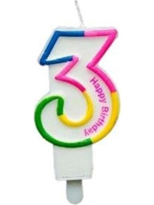 Teknotrust Renkli 3 Rakam Mum, Doğum Günü Partisi Için Eğlenceli ve Şık Pasta Malzemesi