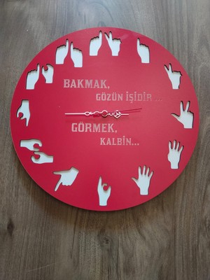Işaret Dili Temalı // Kişiye Özel Isim Veya Söz Yazılı Duvar Saati 05487