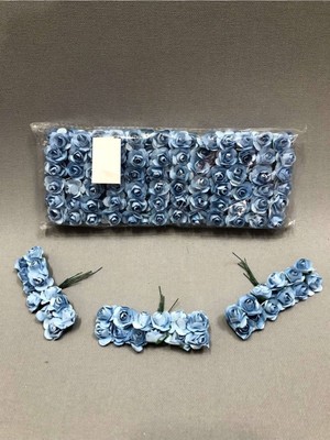 Mavi Kağıt Gül Çiçek Dekoratif Şerit Aksesuar 144 Lü Paket