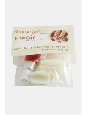 Bijuteri Net Krem Renkli Kartela Takma Tırnak 24 Adet