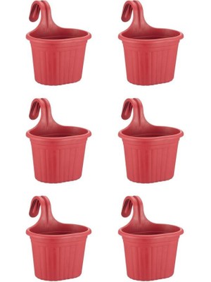 Omnipazar So-Tom1 Tombik Askılı Balkon Saksı 3 Lt Kırmızı 6 Adet