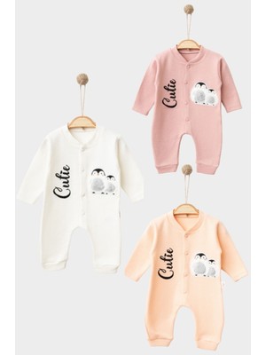 Düz Desenli 3'lü Tulum Organik (Pembe - Beyaz - Bebek Mavi)