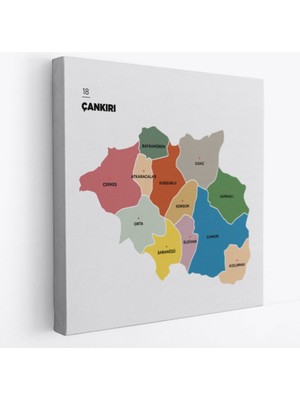 Il ve Ilçeler Haritası Çankırı, Modern Dekoratif Kanvas Tablo, Duvar Dekoru 1313