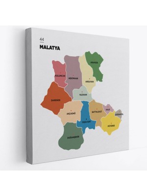 Il ve Ilçeler Haritası Malatya, Modern Dekoratif Kanvas Tablo, Duvar Dekoru 1410