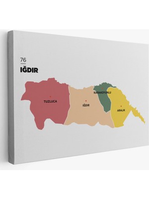 Il ve Ilçeler Haritası Iğdır, Modern Dekoratif Kanvas Tablo, Duvar Dekoru 1358