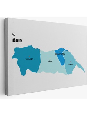 Il ve Ilçeler Haritası Iğdır, Modern Dekoratif Kanvas Tablo, Duvar Dekoru 1359
