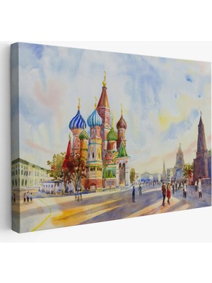 Aziz Basil Katedrali Kızıl Meydan ve Kremlin Dekoratif Kanvas Tablo, Duvar Dekoru 3559