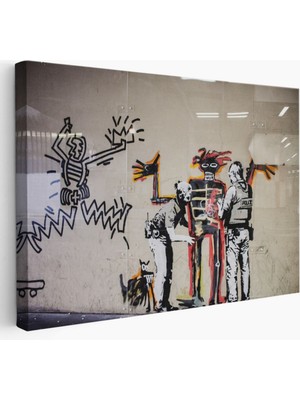 Grafitiyi Arayan Polisler Eseri Banksy Dekoratif Kanvas Tablo, Duvar Dekoru 5018