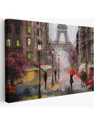 Yağlıboya Görünüm Eyfel Kulesi Dekoratif Kanvas Tablo, Duvar Dekoru 3545