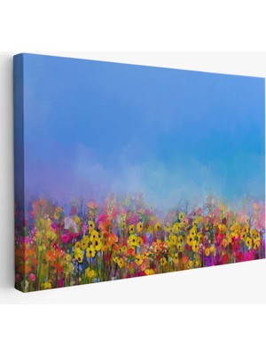 Renkli Bahar Çiçekleri Dekoratif Kanvas Tablo, Duvar Dekoru 3479