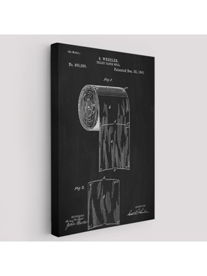 Rulo Tuvalet Kağıdı Patent Çizimi Dekoratif Kanvas Tablo, Duvar Dekoru 5242