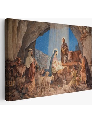 Isanın Doğumu ve Meryem Eseri Dekoratif Kanvas Tablo, Duvar Dekoru 5185