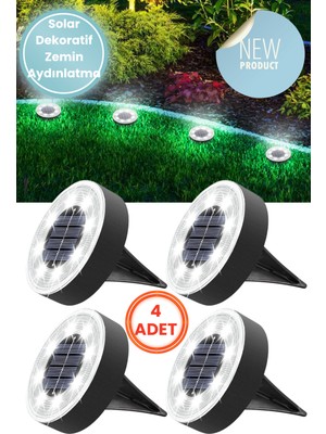 Technojet 8 Led’li Solar Bahçe Lambası | 4 Adet | Su Geçirmez | Otomatik Sensörlü | Bahçe Aydınlatma | Beyaz Işık