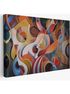 Müzik Temalı Soyut Yağlıboya Görünüm Dekoratif Kanvas Tablo, Duvar Dekoru 3705