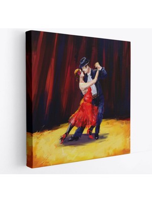 Yağlıboya Görünüm Tango Yapan Dansçılar Dekoratif Kanvas Tablo, Duvar Dekoru 5846