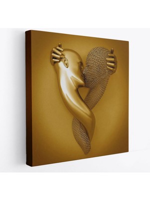 Aşk Sanatı 3D Altın Insan Gold Efekt Dekoratif Kanvas Tablo, Duvar Dekoru 5367