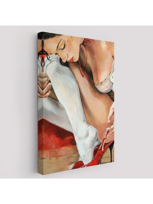 Kırmızı Ayakkabılı Cesur Kadın Dekoratif Kanvas Tablo, Duvar Dekoru 6311