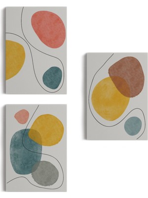 Soyut Eser 3 Parça Dekoratif Kanvas Tablo, Duvar Dekoru Aa1