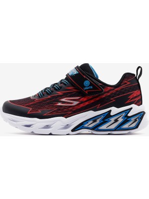 Skechers Light Storm 2.0 Bolt-Brights Büyük Erkek Çocuk Siyah/Kirmizi Işıklı Spor Ayakkabı 400149L Bkrd