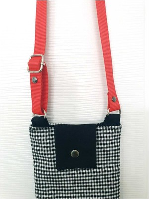 Happy Handmade -  Kırmızı Saplı Astarlı Iç Ceplitelefon Çantası