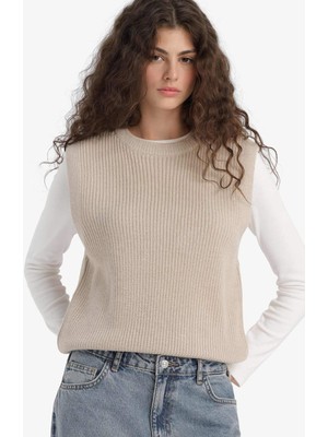 DeFacto Oversize Geniş Kalıp Bisiklet Yaka Triko Süveter S0375AZ25WN