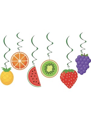 Meyve Temalı 6'lı Tavan Süsü, Renkli ve Şık Dekorasyon Parçası